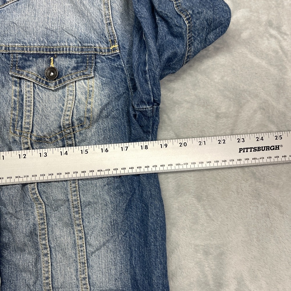 St. John's Bay Denim Jacket Womens Large Blue Long Sleeve Collarless Button Up - Picture 4 of 6